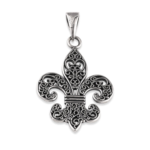 Sterling Silver Gothic Fleur de Lis Pendant