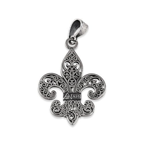 Sterling Silver Gothic Fleur de Lis Pendant