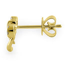 Solid 14K Yellow Gold Bow Diamond Earrings