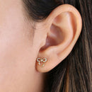 Solid 14K Yellow Gold Bow Diamond Earrings