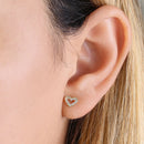 Solid 14K Yellow Gold Heart Diamond Earrings