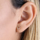 Solid 14K Gold Open Heart Diamond Earrings