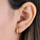 Solid 14K Yellow Gold Small Hoop 0.24 ct. Diamond Earrings