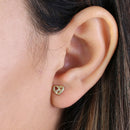 Solid 14K Yellow Gold Simple Overlap Heart Diamond Earrings