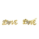 Solid 14K Yellow Gold Love Diamond Earrings