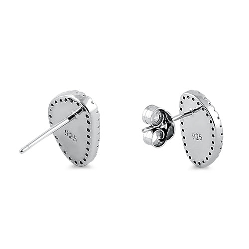 Sterling Silver White Lab Opal & Clear CZ Offset Stud Earrings