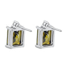 Sterling Silver Rectangular Peridot CZ Earrings