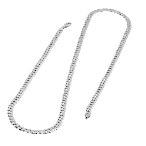 Sterling Silver Flat Curb Chain Necklace 8.6mm