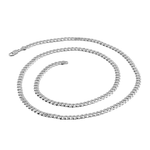 Sterling Silver Flat Curb Chain Necklace 8.6mm