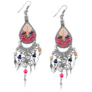 Stainless Steel Peruvian Peach Silk Thread Beaded Dangle Earrings (Not Sterling Silver)