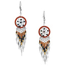 Stainless Steel Dream catcher Brown Beaded Dangle Earrings (Not Sterling Silver)