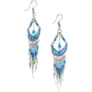 Stainless Steel Peruvian Blue Silk Thread Beaded Crescent Dangle Earrings (Not Sterling Silver)