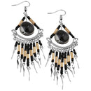 Stainless Steel Black Round Murano Glass Peruvian Earrings (Not Sterling Silver)