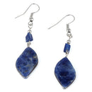 Stainless Steel Lapis Gemstone Dangle Peruvian Earrings (Not Sterling Silver)