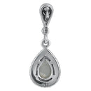 Sterling Silver Tear Drop Mother of Pearl Marcasite Earrings