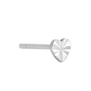 Sterling Silver Diamond Cut Tiny Heart Stud Earrings