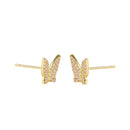 Solid 14K Gold Pink CZ Butterfly Earrings