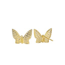 Solid 14K Gold Pink CZ Butterfly Earrings