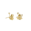 Solid 14K Gold Frog with CZ Earrings