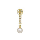 Solid 14K Yellow Gold Dangle CZ Bar & Pearl Earrings