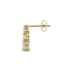 Solid 14K Yellow Gold 3 Tier Oval Earrings