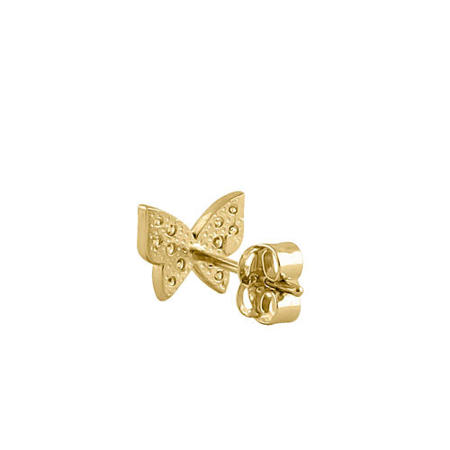 Solid 14K Yellow Gold Butterfly CZ Earrings