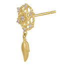 Solid 14K Gold Dreamcatcher with Clear CZ Earrings