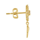 Solid 14K Gold Dreamcatcher with Clear CZ Earrings