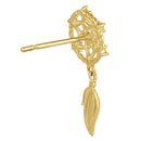 Solid 14K Gold Dreamcatcher with Clear CZ Earrings