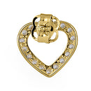 Solid 14K Yellow Gold Heart Clear Round CZ Earrings