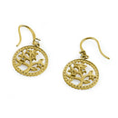 Solid 14K Yellow Gold Tree of Life CZ Earrings
