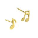 Solid 14K Yellow Gold Music Notes Earrings