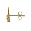 Solid 14K Yellow Gold Hamsa Blue Topaz & Clear Round CZ Earrings