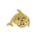 Solid 14K Yellow Gold Leaping Dolphins Clear Round CZ Earrings