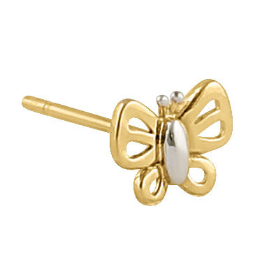 Solid 14K Yellow and White Gold Butterfly Earrings
