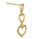 Solid 14K Yellow Gold Dangle Heart Earrings