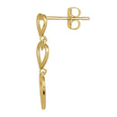 Solid 14K Yellow Gold Dangle Heart Earrings