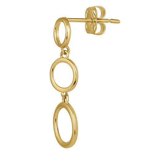 Solid 14K Yellow Gold Dangle Circle Earrings