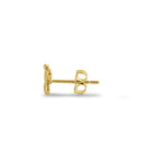 Solid 14K Yellow Gold Round Aurore Butterfly CZ Earrings