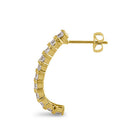 Solid 14K Yellow Gold Curved Line CZ Earrings
