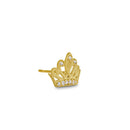 Solid 14K Yellow Gold Crown CZ Earrings