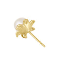Solid 14K Gold Flower Pearl Earrings
