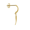 Solid 14K Yellow Gold Dangle Angel Wings Earrrings