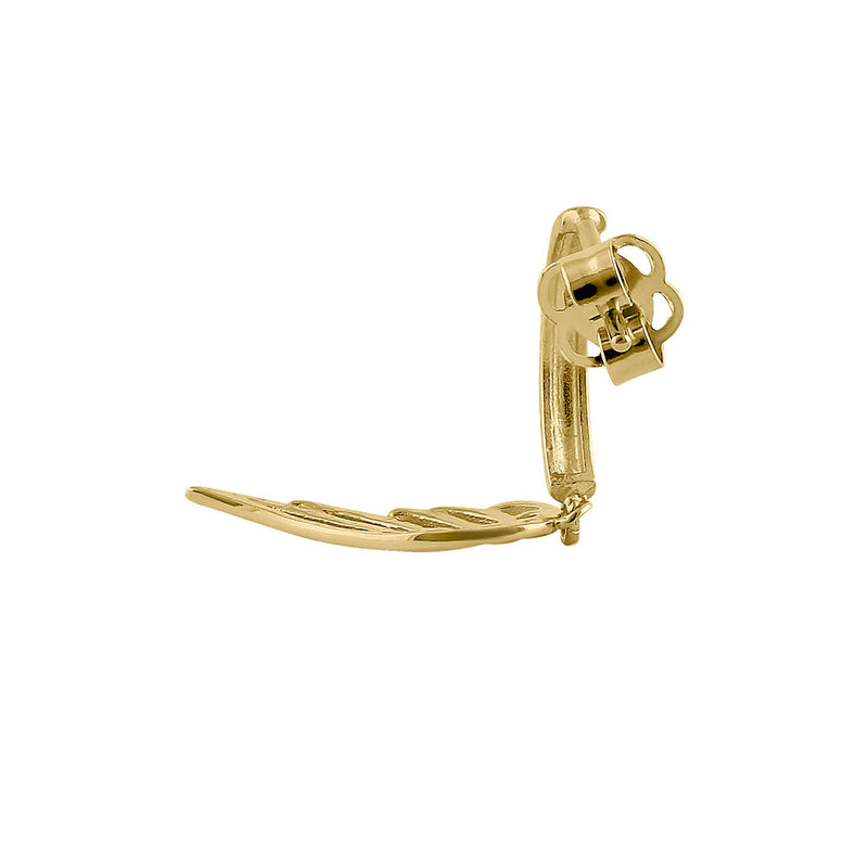 Solid 14K Yellow Gold Dangle Angel Wings Earrrings