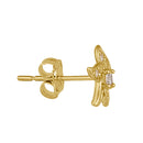 Solid 14K Gold Blowing Flower with CZ Earrings