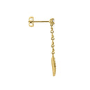 Solid 14K Yellow Gold Leaf CZ Dangle Earrings