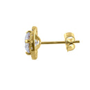 .92 ct Solid 14K Yellow Gold Simple Halo Round CZ Earrings