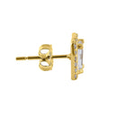 .6 ct Solid 14K Yellow Gold Halo Baguette Straight CZ Earrings