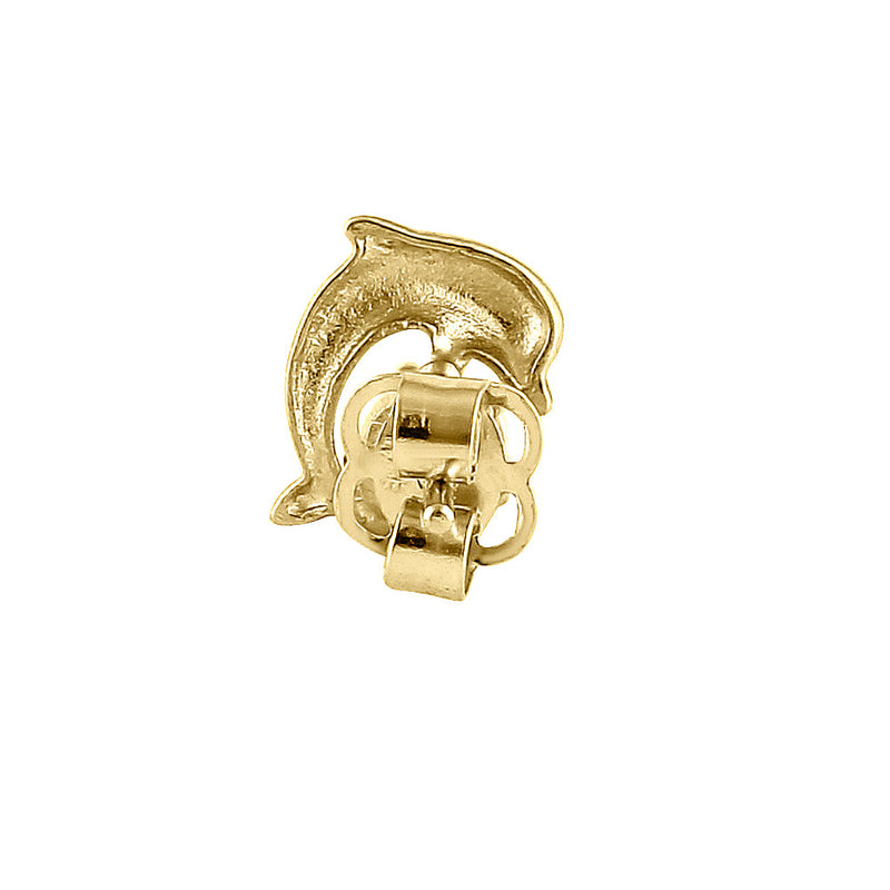 .22 ct Solid 14K Yellow Gold Jumping Dolphin Earrings