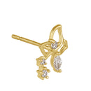 Solid 14K Gold Trillium with Clear CZ Earrings